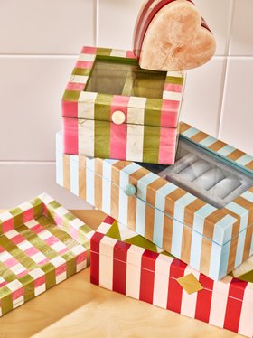 Pink & Green Resin Striped Small Jewellery Box £39.5