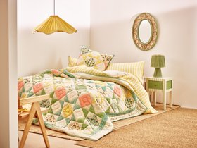 Patchwork Diamond Pastel Multicolour Velvet Quilt £165