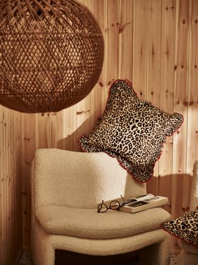 Brown & Red Ruffle Leopard Print Cotton Cushion Cover £29.5