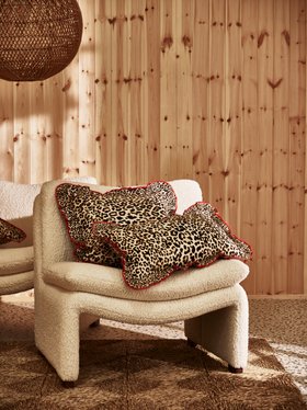 Brown & Red Ruffle Leopard Print Cotton Cushion Cover Long £25