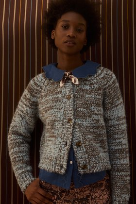 Brown & Blue Crew Neck Knitted Cardigan £65 #modelimages