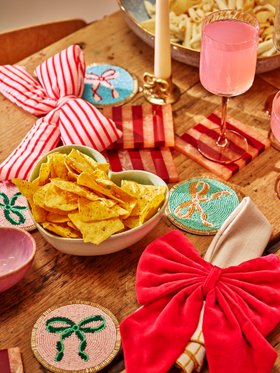 Bow Beaded Coasters Set of Four