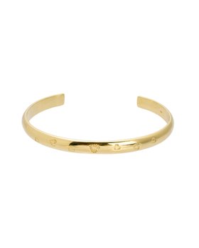 Priya Engraved Heart Gold Plated Cuff Bangle
