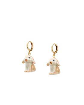 Beatrix Bunny Charm Drop Huggie Earrings