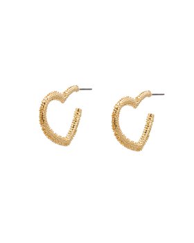 Rosina Textured Gold Tone Heart Hoop Earrings