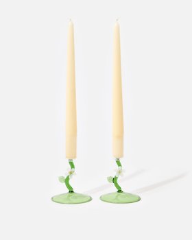Flower Glass Candlestick Holders Set of Two
