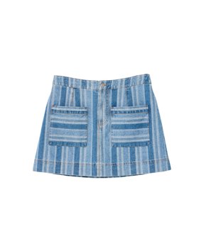 Blue Striped Denim Mini Skirt