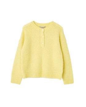 Yellow Button Detail Crew Neck Knitted Jumper