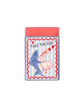 Take The Risk' Light Blue Striped Card Holder