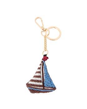Brown & Blue Boat Beaded Keyring