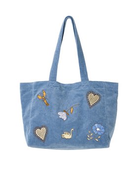 Heart Corduroy Tote Bag