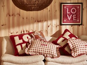 Brown & Red Frill Love Gingham Cushion Cover 30x50cm