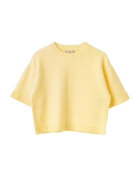 Yellow Crew Neck Short Sleeve Knitted T-Shirt