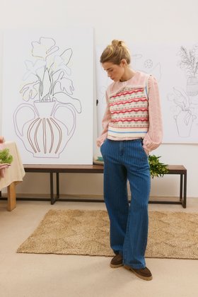 Cream & Red Tulip Knitted Tank Top