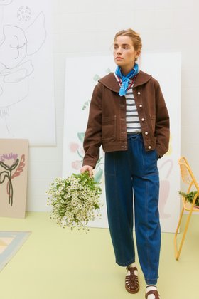 Blue Denim Tie Waist Barrel Leg Jeans £70