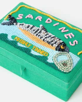 Green Beaded Sardines Trinket Box