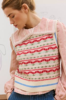 Cream & Red Tulip Knitted Tank Top £60