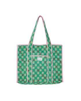 Green Flower Print Tote Bag