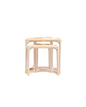 Vero Pink Rattan Petal Nesting Side Tables