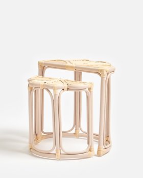 Vero Pink Rattan Petal Nesting Side Tables
