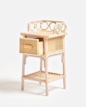 Vero Pink Rattan Bedside Table