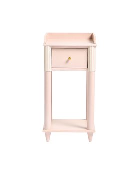 Pink Striped Wooden Bedside Table