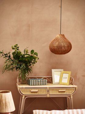 Vero Pink Rattan Dressing Table and Chair