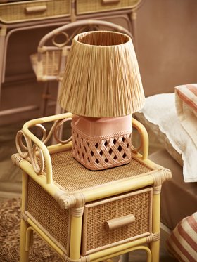 Savina Pink Ceramic Raffia Desk & Table Lamp