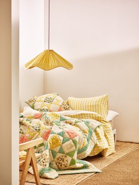 Patchwork Diamond Pastel Multicolour Velvet Quilt