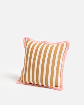 Issey Orange & White Striped Cushion Cover 45x45cm