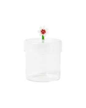 Flower Clear Glass Tall Storage Pot