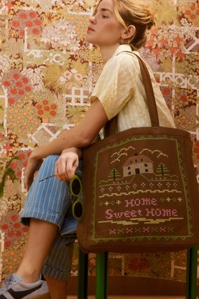 Chocolate Brown Home Sweet Home Tote Shopper Bag #modelimages