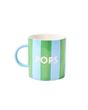 Pops Blue & Green Stripy Ceramic Mug