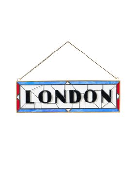 Blue & Red London Stained Glass Wall Art