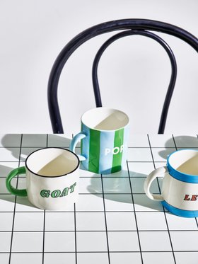 Green Speckled Goat Ceramic Mug