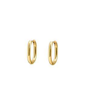 Wren Gold Tone Waterproof Oval Clicker Hoop Earrings