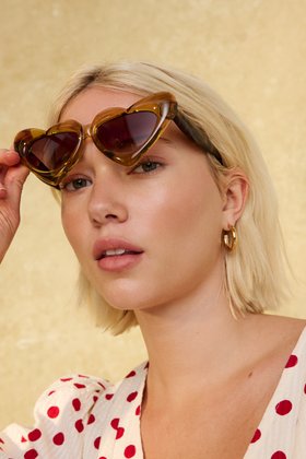 Yellow & Brown Tort Heart Sunglasses £28