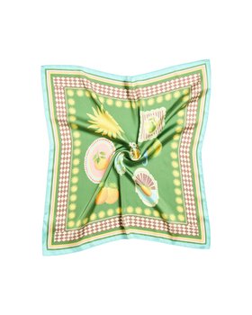 Green & Brown Fruit Postcard Print Square Scarf