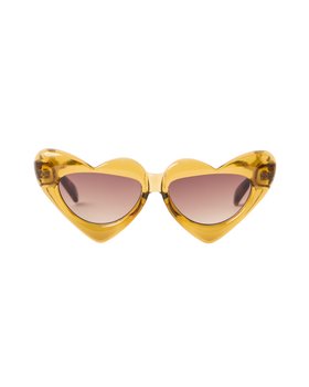 Yellow & Brown Tort Heart Sunglasses