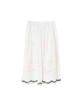White Cutwork Midi Skirt