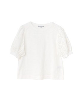 White Embroidered Puff Sleeve Top