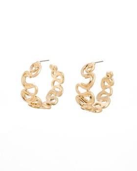 Gladys Wavy Brushed Metal Hoop Earrings