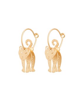 Lani Leopard Charm Wire Hoop Earrings