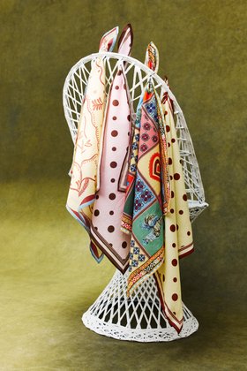 Pink & Brown Polka Dot Square Scarf