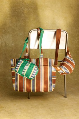 Abbie Brown & Blue Striped Tote Bag