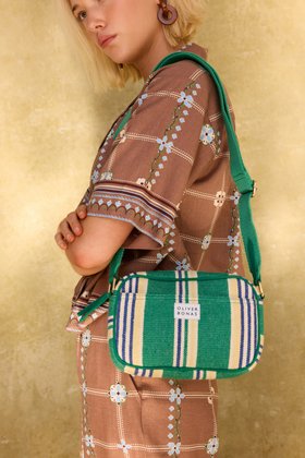 Abbie Green & Blue Striped Crossbody Bag £38