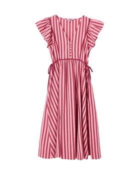 Burgundy & Pink Striped Midi Dress