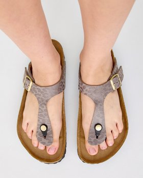 Birkenstock Gizeh Grey Animal Print Sandals