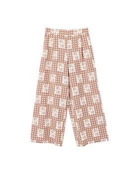 Brown Gingham Badminton Print Cropped Wide Leg Trousers