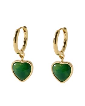 Liza Green Resin Heart Drop Hoop Earrings